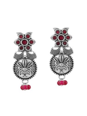 Queen Be  Oxidised Red Flower Designer Danglers