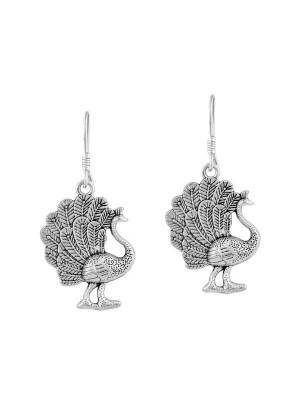 Queen Be  Oxidised Peacock Danglers