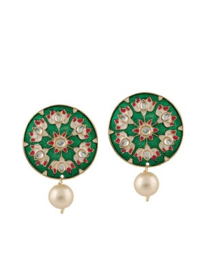 Queen Be  Emerald Marvel Earrings With Pearl Drops