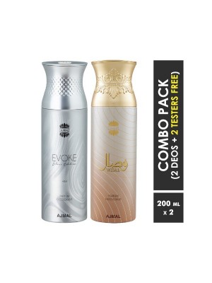 Ajmal Evoke & Wisal Deodorant Spray for Men & Women (200 ml, Pack Of 2)