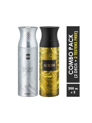 Ajmal Evoke silver him & Aurum Deodorants for Men & Women (200 ml, Pack Of 2)