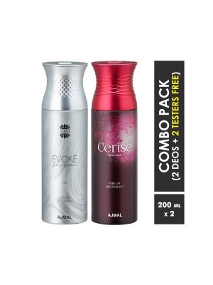 Ajmal Evoke silver him & Cerise Deodorants for Men & Women (200 ml, Pack Of 2)
