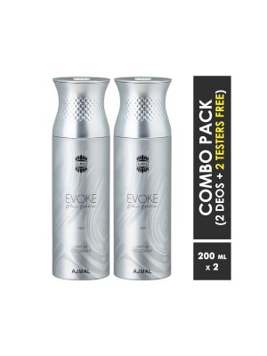 Ajmal Evoke silver him & Evoke silverhim Deodorants for Men (200 ml, Pack Of 2)