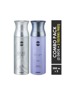 Ajmal Evoke silver him & Sacrifice her Deodorants for Men & Women (200 ml, Pack Of 2)