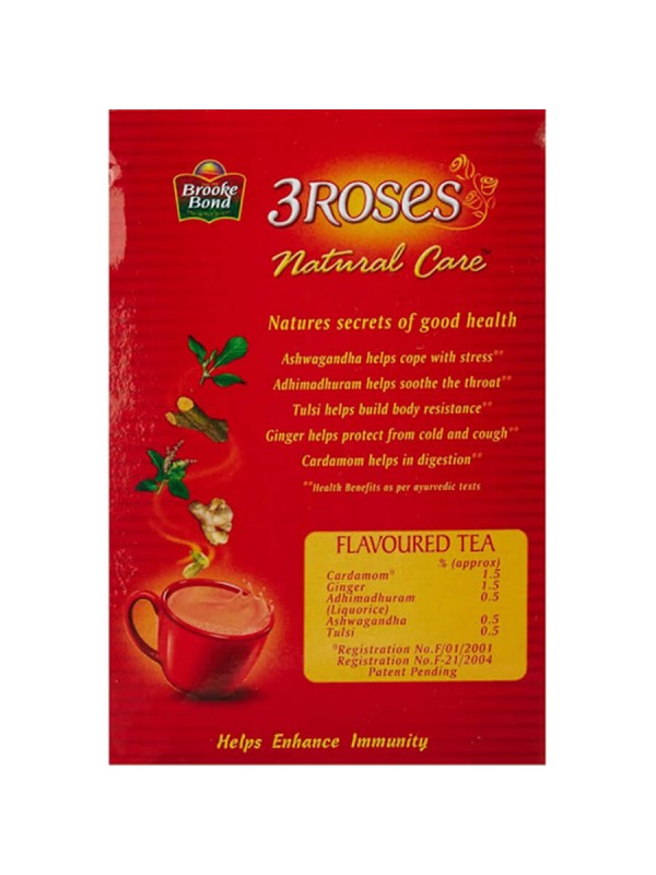 Red Label Brooke Bond 3 Roses Natural Care Tulsi Ginger Cardamom Tea Box (250 gm)