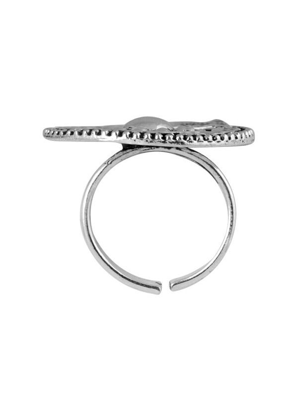 Queen Be  Oxidised Tribal Tattoo Cocktail Ring
