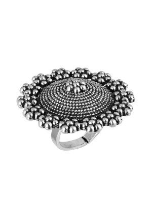 Queen Be  Oxidised Blossoming Garden Cocktail Ring
