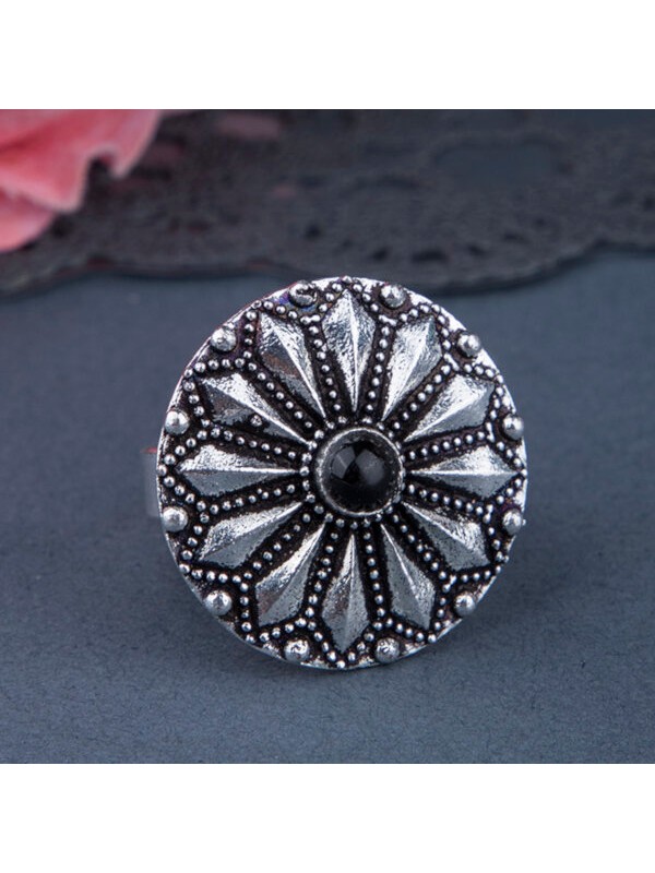 Queen Be  Oxidised Chakra Cocktail Ring