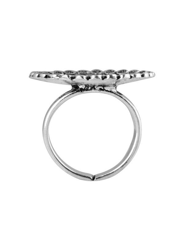 Queen Be  Oxidised Concentric Circle Cocktail Ring