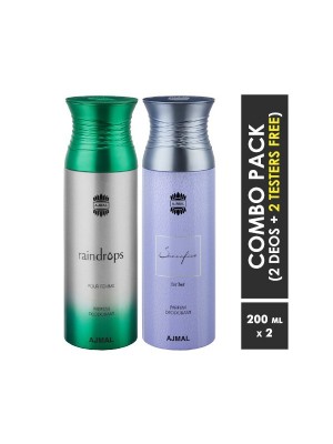 Ajmal Raindrops & Sacrifice her Deodorants for Women (200 ml, Pack Of 2)