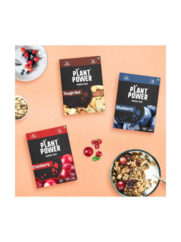 Plant Power 5 gm Energy Bars Variety (3 Flavours x 6 Bars of 50g)
