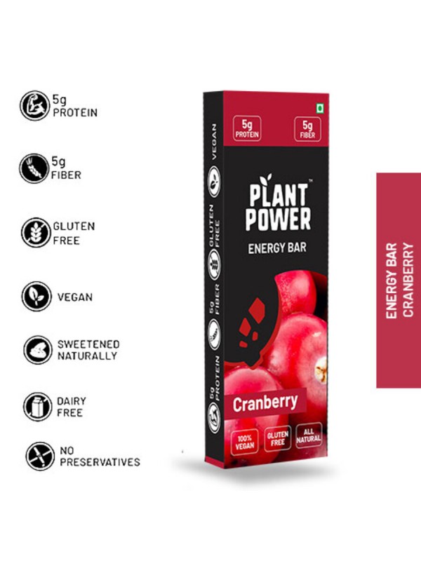 Plant Power Energy Bar with 5 gm Protein - Cranberry (35g x 6)