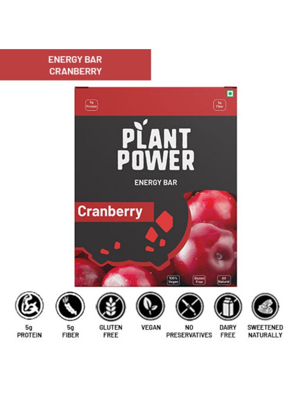Plant Power Energy Bar with 5 gm Protein - Cranberry (35g x 6)