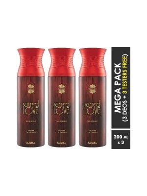 Ajmal Sacred Love & Sacred Love & Sacred Love Deodorant Spray  for Women (200 ml, Pack Of 3)