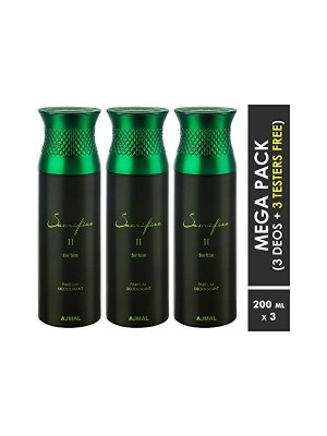 Ajmal Sacrifice II Deodorant Spray  for Men (200 ml Pack Of 3)