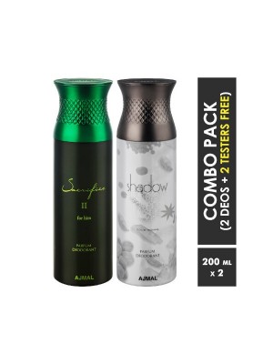 Ajmal Sacrifice II Him & Shadow him Deodorants for Men (200 ml Pack Of 2)