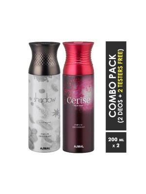 Ajmal Shadow him & Cerise Deodorants for Men & Women (200 ml Pack Of 2)
