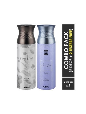 Ajmal Shadow him & Sacrifice her Deodorants for Men & Women (200 ml Pack Of 2)