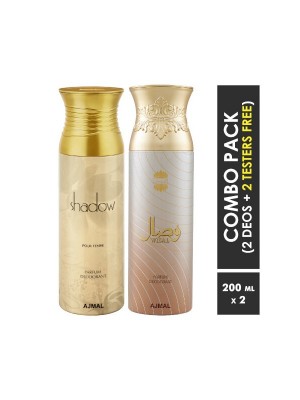 Ajmal Shadow Femme & Wisal Deodorant Spray for Women (200 ml Pack Of 2)