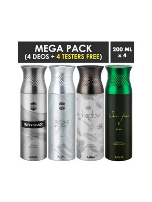 Ajmal Silver Shade & Evoke silver Edition Homme & Shadow Homme & Sacrifice II him Deodorant Spray for Men