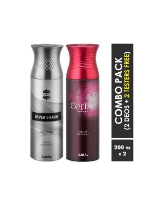 Ajmal Silver shade & Cerise Deodorants for Men & Women (200 ml Pack Of 2)