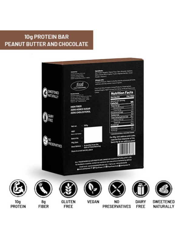 Plant Power 10 gm Protein Bar - Peanut Buter & Chocolate (50g x 6)