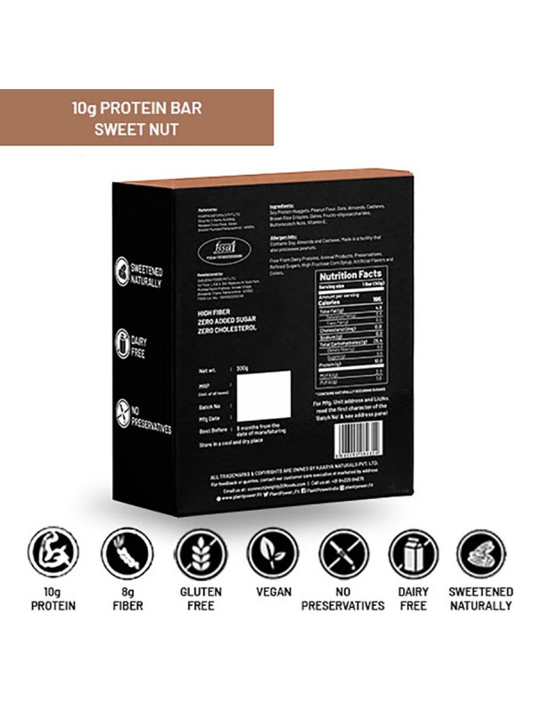 Plant Power 10 gm Protein Bar - Sweet Nut (50g x 6)