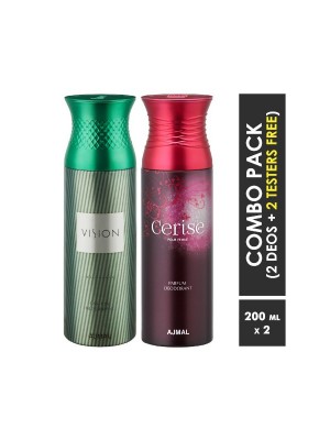 Ajmal Vision & Cerise Deodorants for Men & Women (200 ml Pack Of 2)