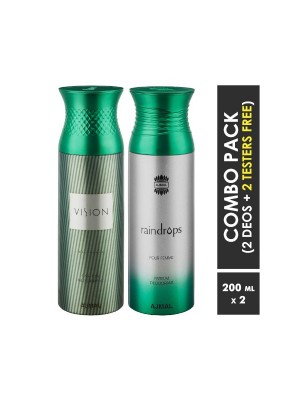 Ajmal Vision & Raindrops Deodorants for Men & Women (200 ml Pack Of 2)