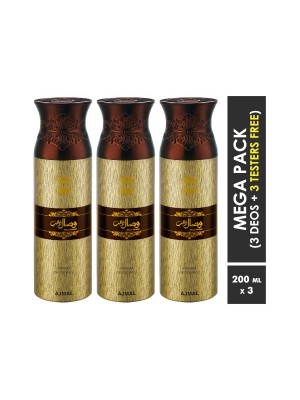Ajmal Wisal Dahab Deodorant Spray  for Men (200 ml Pack Of 3)