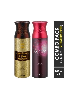 Ajmal Wisal Dahab & Cerise Deodorant Spray for Men & Women (200 ml Pack Of 2)