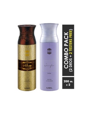 Ajmal Wisal Dahab & Sacrifise for her Deodorant Spray for Men & Women (200 ml Pack Of 2)