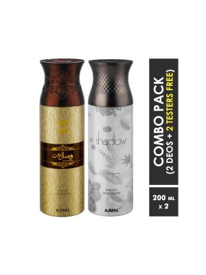 Ajmal Wisal Dahab & Shadow Homme Deodorant Spray for Men (200 ml Pack Of 2)