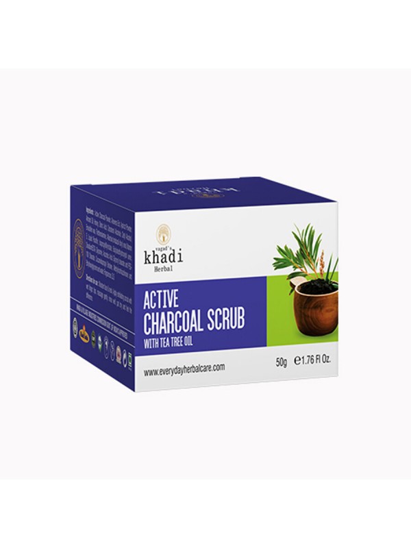 Vagad's Khadi Active Charcoal With Tea Tree Scrub - 50 gm