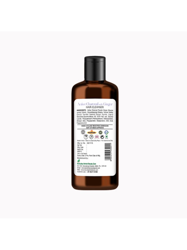 Vagad's Khadi Active Charcoal With Ginger Hair Cleanser - 210 ml