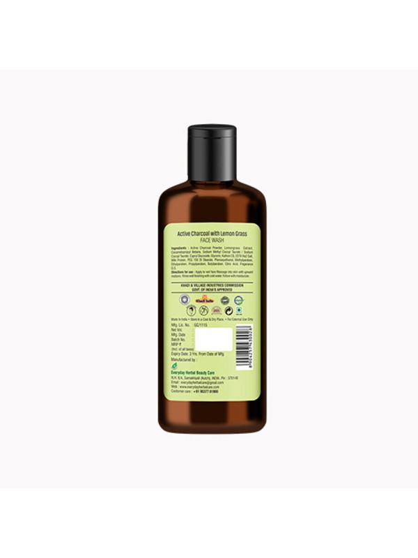 Vagad's Khadi Active Charcoal With Lemongrass Face Wash - 210 ml