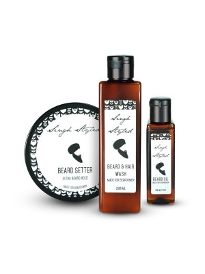 Singh Styled Beardsmen Kit - Beard Setter 200G Beard Wash 200 ml And Beard Oil 30 ml