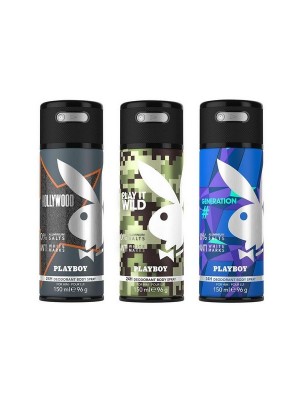 Playboy Hollywood + Wild + Generation Deo New Combo Set - Pack of 3 For Men