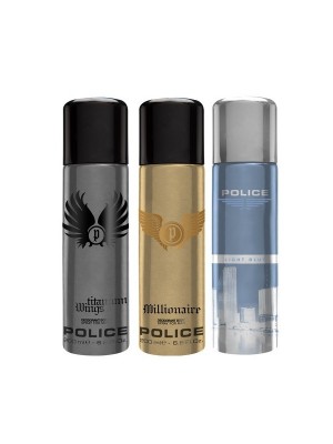Police Millionaire + Wings Titanium + Light Blue Deo Combo Set - Pack of 3 For Men