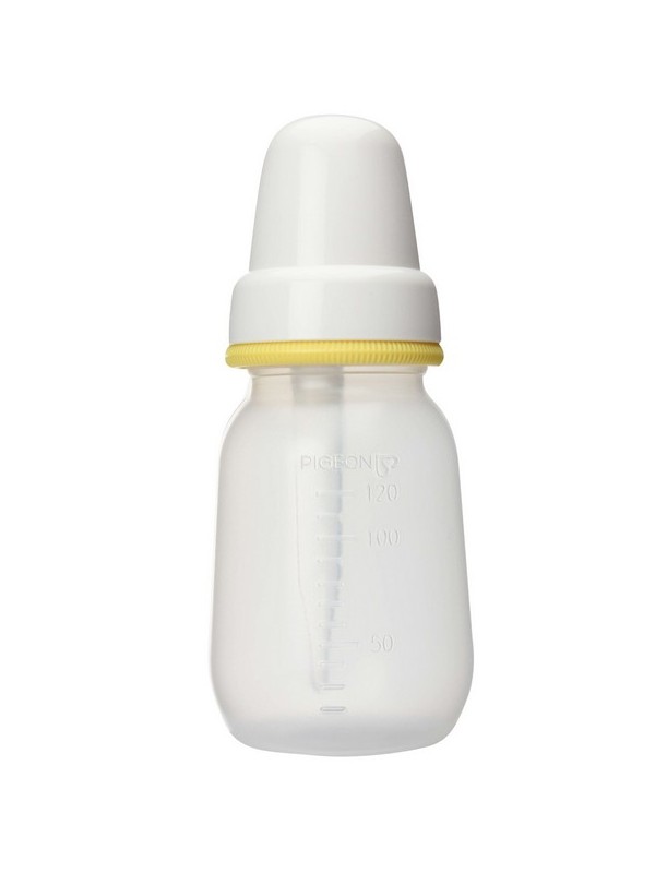 Pigeon Feeding Bottle With Slow Flow Long Nipple Yellow White - 120 ml