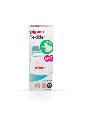 Pigeon Glass Feeding Bottle 120 ml Pale Blue With Add Nipple S