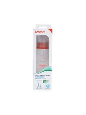 Pigeon Glass Feeding Bottle 240 ml Red With Add Nipple M - 240 ml