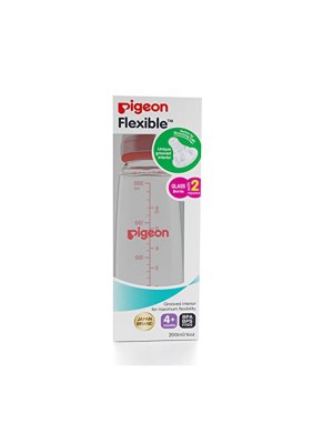 Pigeon Glass Feeding 200 ml Bottle With Add Nipple, Medium, Red