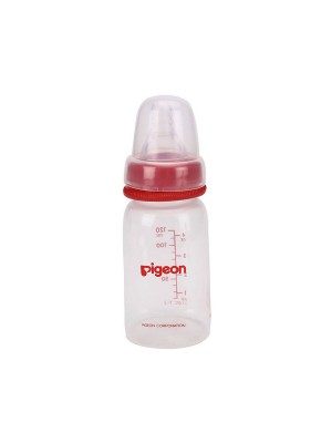 Pigeon Glass Feeding Bottle 120 ml Red With Add Nipple S - 120 ml 
