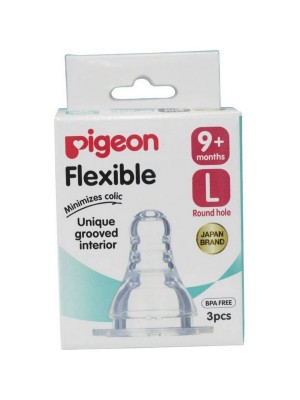 Pigeon Peristaltic Nipple 3 Piece L Size Fast Flow Nipple