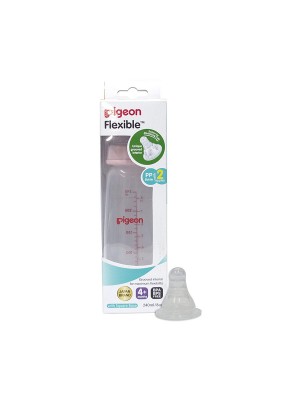 Pigeon Peristaltic Nursing Bottle Kpp 240 ml (Pink) With 2 Nipple L