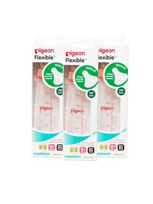 Pigeon Peristaltic Nursing Bottle KPP 240 ml (Red) Nipple L Combo (Pack of 3)