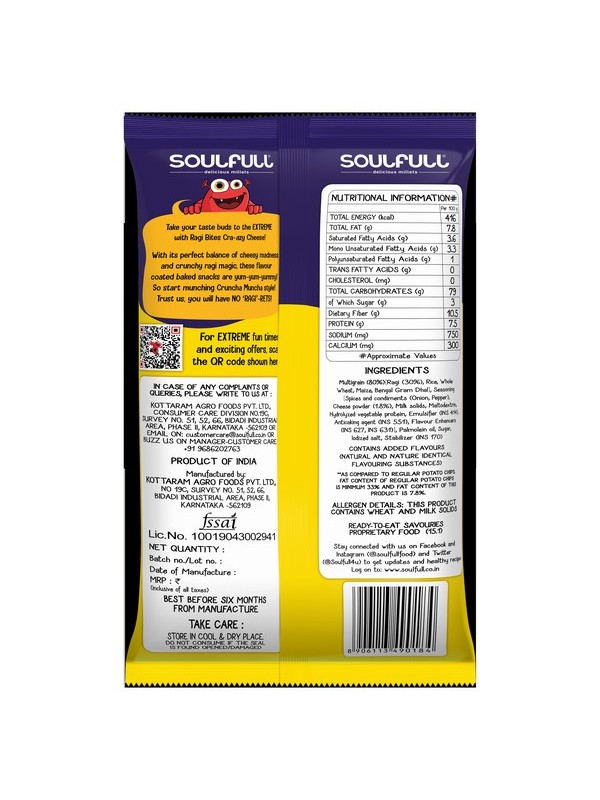 Soulfull Ragi Bites Crazy Cheese, 30 gm