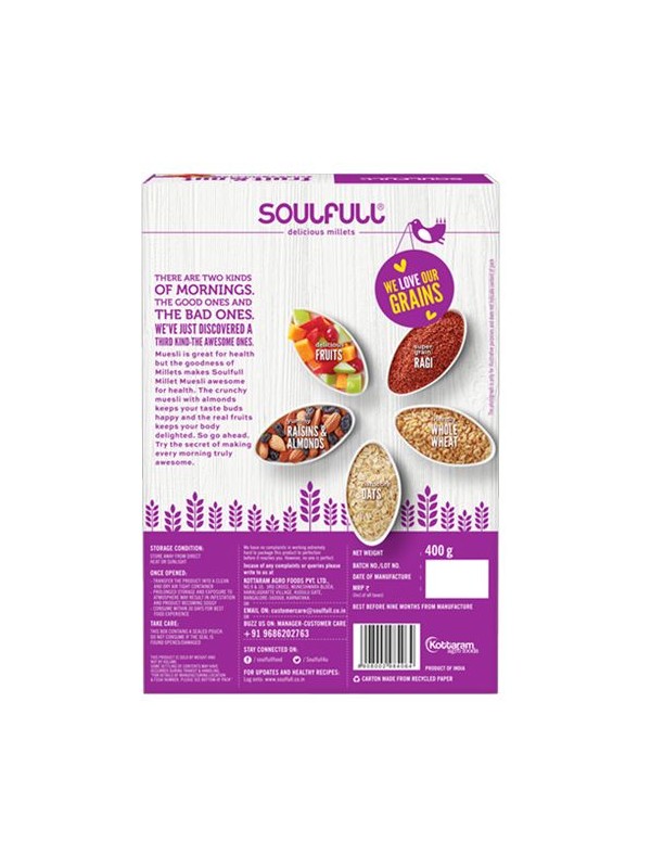 Soulfull Millet Muesli - Fruit & Nut, 400 gm