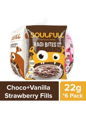 Soulfull Ragi Bites - Choco/S'Berry/Vanilla Fills, 6*28 gm